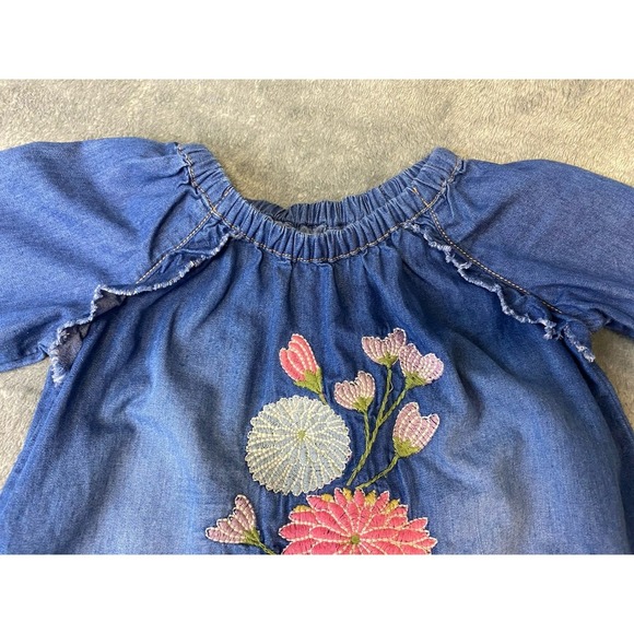 Mimi & Maggie Tranquil Garden Mariposa Denim Dress Baby Girl 3-6 Months - Picture 8 of 12